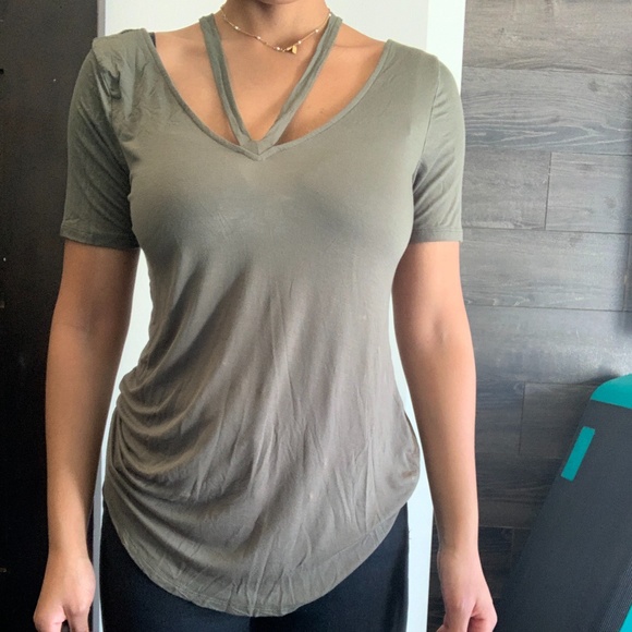 Garage olive green strappy t-shirt